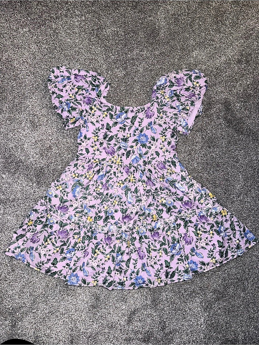 Janie and Jack Floral Mini Dress in Purple & Green Size 6 Like New